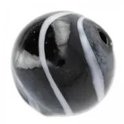 Ronde soufflée 20 mm Noir striée Blanc x1