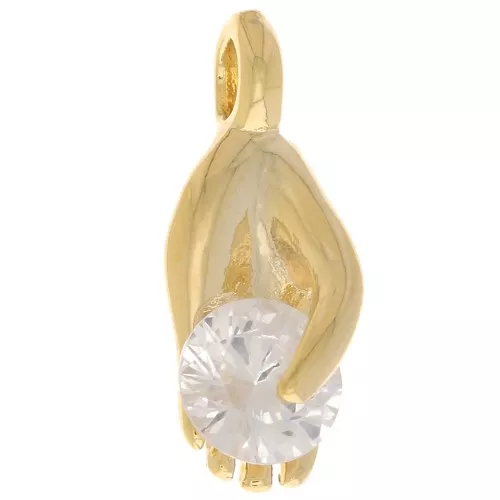 Breloque main avec un oxyde de Zirconium14x5 mm - Doré - Crystal x1