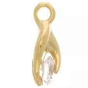 Breloque main avec un oxyde de Zirconium14x5 mm - Doré - Crystal x1