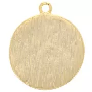 Pendentif rond irrégulier texturé 18 mm - motif soleil et étoiles - Doré x1