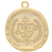 Pendentif rond irrégulier texturé 18 mm - motif coeur entrelacé - Doré x1|raw }}