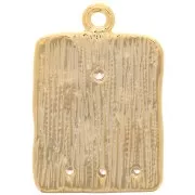 Pendentif rectangle martelé 19x13mm motif egyptien - oxydes de Zirconium - Doré x1