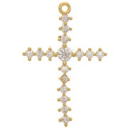 Pendentif croix 23.5x16.5mm avec oxydes Zirconium - Doré à l'or fin - Crystal x1