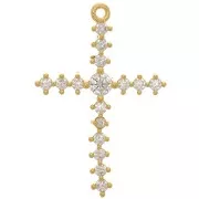 Pendentif croix 23.5x16.5mm avec oxydes Zirconium - Doré à l'or fin - Crystal x1