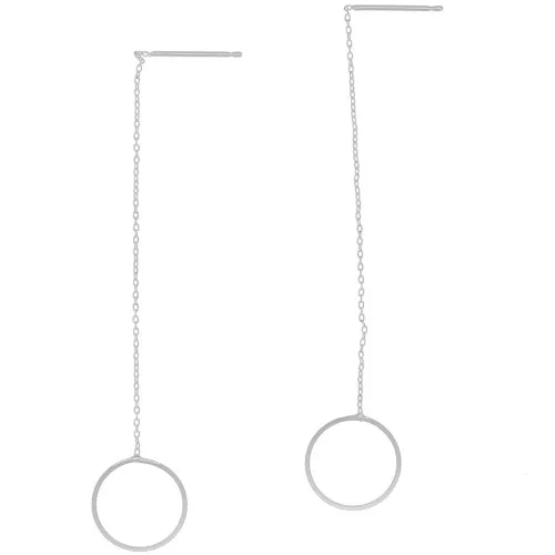 Chaines d'oreilles traversantes maille Forçat 67 mm avec cercle - Placage Argent fin x2