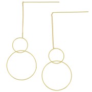 Chaines d'oreilles traversantes  maille Gourmette 83 mm - double cercle - Doré à l'or fin x2