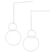 Chaines d'oreilles traversantes  maille Gourmette 83 mm - double cercle - Placage Argent fin|raw }}