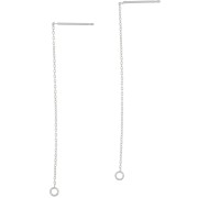 Chaines d'oreilles traversantes  maille Forçat 58 mm avec anneau ouvert - Placage Argent fin