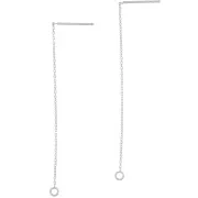 Chaines d'oreilles traversantes maille Forçat 58 mm avec anneau ouvert - Placage Argent fin