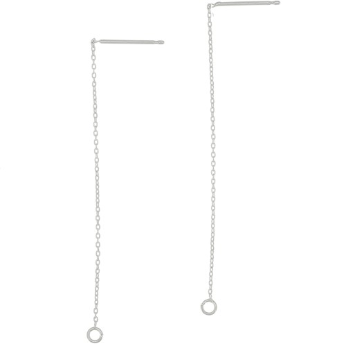 Chaines d'oreilles traversantes maille Forçat 58 mm avec anneau ouvert - Placage Argent fin