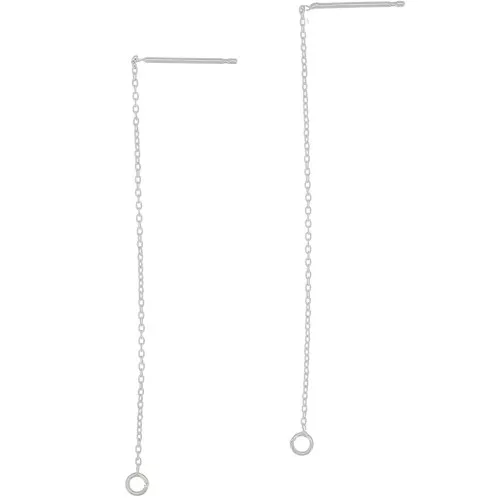 Chaines d'oreilles traversantes maille Forçat 58 mm avec anneau ouvert - Placage Argent fin