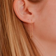 Chaines d'oreilles traversantes  maille Forçat 57 mm avec petite boule - Doré à l'or fin x2