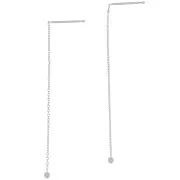 Chaines d'oreilles traversantes  maille Forçat 57 mm avec petite boule - Placage Argent fin