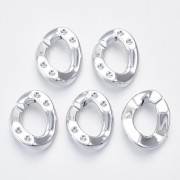 Maillon ovale torsadé en acrylique 26x21 mm pour cabochon 1088 1.8 mm - Argenté x1|raw }}