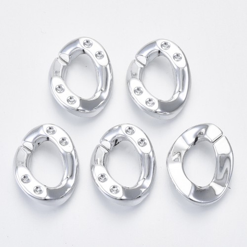 Maillon ovale torsadé en acrylique 26x21 mm pour cabochon 1088 1.8 mm - Argenté x1