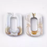 Maillon rectangle en acrylique 30x20 mm - Marbré Beige - Marron x1