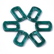 Maillon rectangle en acrylique 30x20 mm - Marbré Bleu carnard - Blanc x1