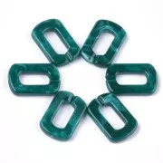 Maillon rectangle en acrylique 30x20 mm - Marbré Bleu carnard - Blanc x1