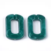 Maillon rectangle en acrylique 30x20 mm - Marbré Bleu carnard - Blanc x1