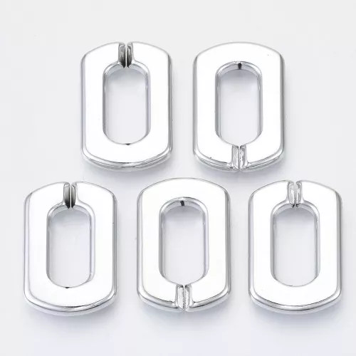 Maillon rectangle en acrylique 30.5x20.5 mm - Argenté x1