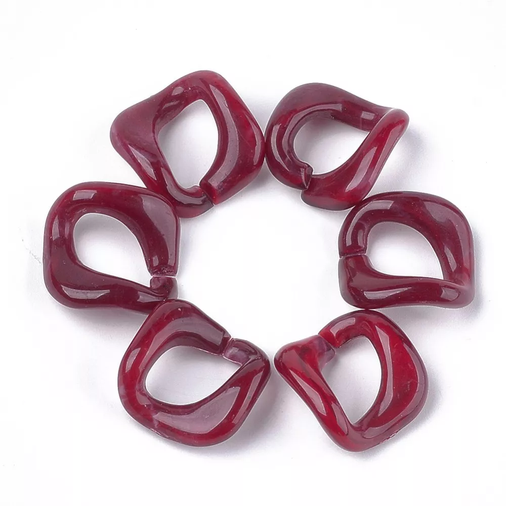 Bracelet Large Extensible Rétro - Maillons Carrés Rouge Vif - Modèle 708 - Occasion Bon état