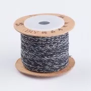Cordon en coton tressé plat 2 mm - Noir - Gris x1m