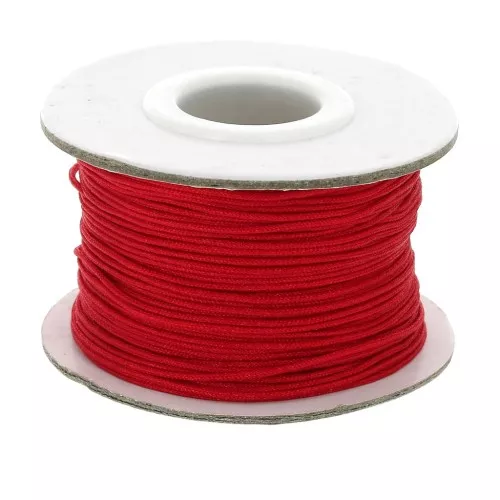 Fil, cordon nylon tressé plat rouge 1mm brillant, satiné