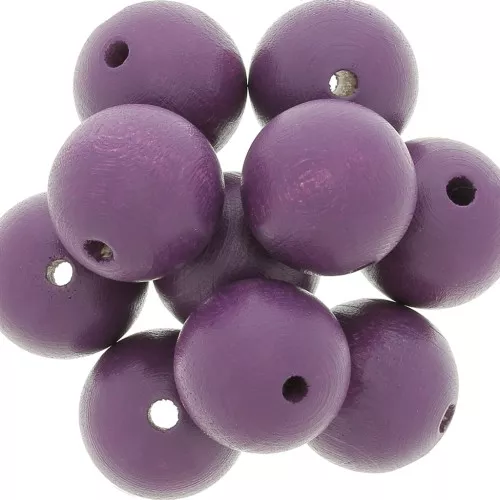 Perles rondes en bois 20 mm - Prune x5