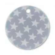 Sequin imprimé 20 mm étoiles Gris/Blanc x1