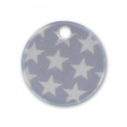 Sequin imprimé 15 mm étoiles Gris/Blanc x1