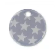 Sequin imprimé 15 mm étoiles Gris/Blanc x1