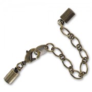 Fermoir 12 mm + chainette pour cordon 4 mm bronze x1