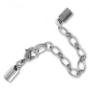 Fermoir 12 mm + chainette pour cordon 4 mm argenté vieilli x1