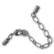 Fermoir 12 mm + chainette pour cordon 3 mm argenté vieilli x1|raw }}