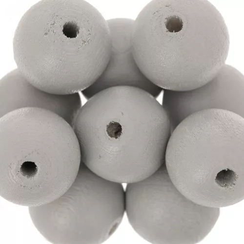 Perles rondes en bois 15 mm Taupe x5