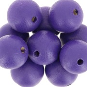 Perles rondes en bois 15 mm Violet x5