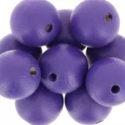 Perles rondes en bois 15 mm Violet x5
