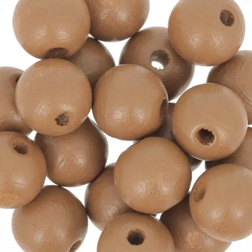 Perles rondes en bois 10 mm Marron Clair x10