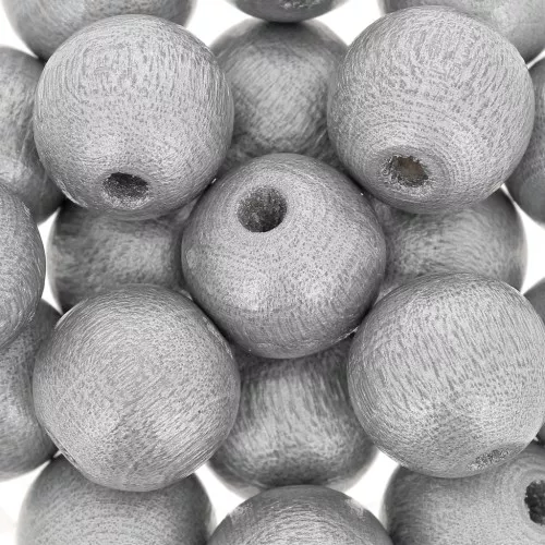 Perles rondes en bois 10 mm Argenté x10