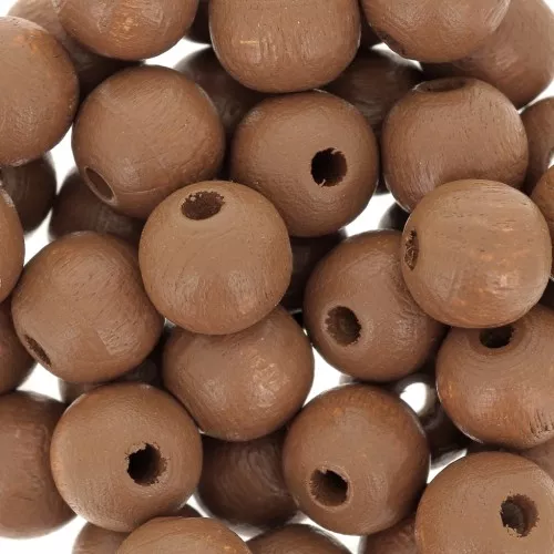 Perles rondes en bois 8 mm Marron Clair x20