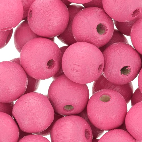 Perles rondes en bois 8 mm Rose x20