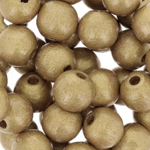 Perles rondes en bois 8 mm Doré x20
