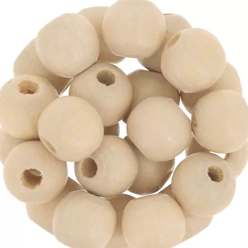 Perles rondes en bois 6 mm Naturel x25