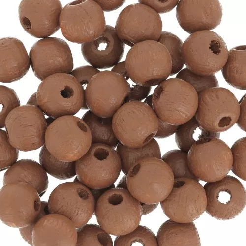Perles rondes en bois 6 mm Marron Clair x25