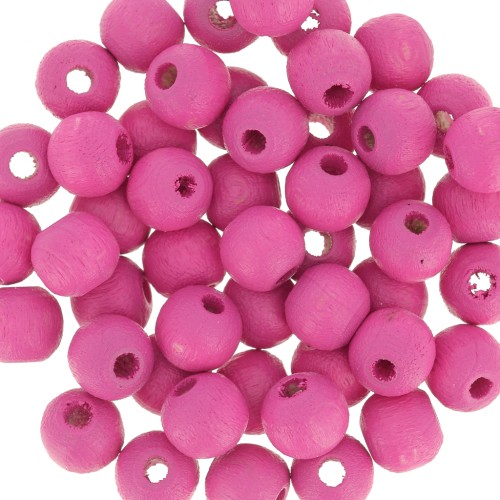 Perles rondes en bois 6 mm Rose x25