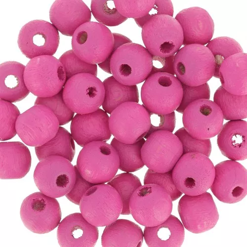 Perles rondes en bois 6 mm Rose x25