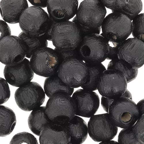 Perles rondes en bois 6 mm Noir x25