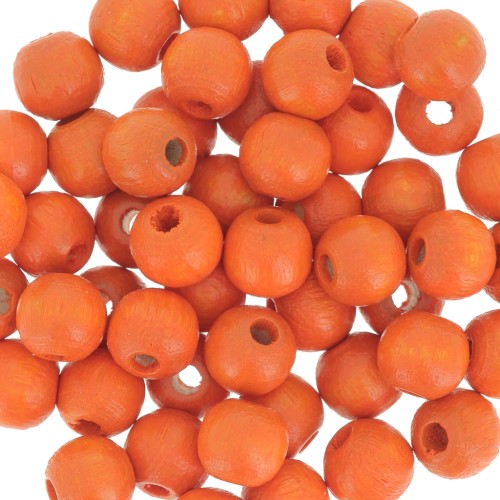 Perles rondes en bois 6 mm Orange x25