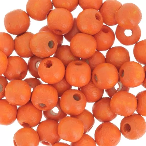 Perles rondes en bois 6 mm Orange x25