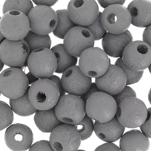 Perles rondes en bois 6 mm Gris x25